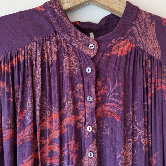 Free People Metallic Blooms Printed Blouse - Picture 3 of 7